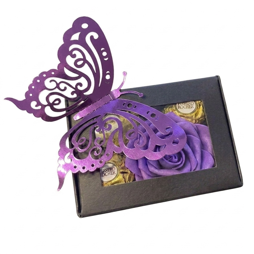 Butterfly & Blooms Chocolate Keepsake Gift Box | Cajita de Regalo con Chocolates y Rosa