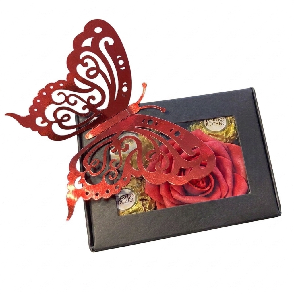 Butterfly & Blooms Chocolate Keepsake Gift Box | Cajita de Regalo con Chocolates y Rosa
