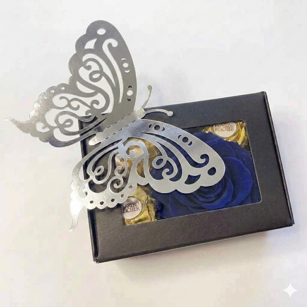 Butterfly & Blooms Chocolate Keepsake Gift Box | Cajita de Regalo con Chocolates y Rosa