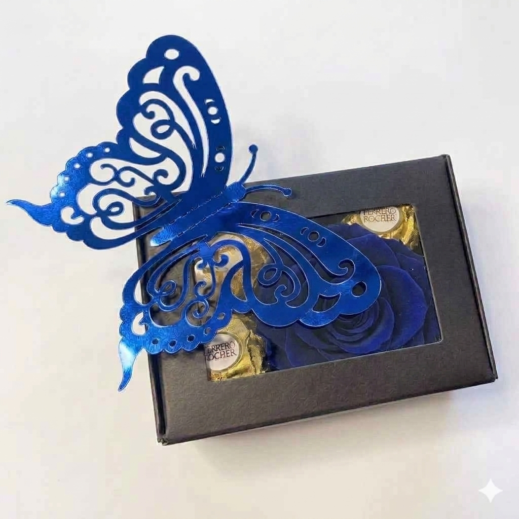 Butterfly & Blooms Chocolate Keepsake Gift Box | Cajita de Regalo con Chocolates y Rosa