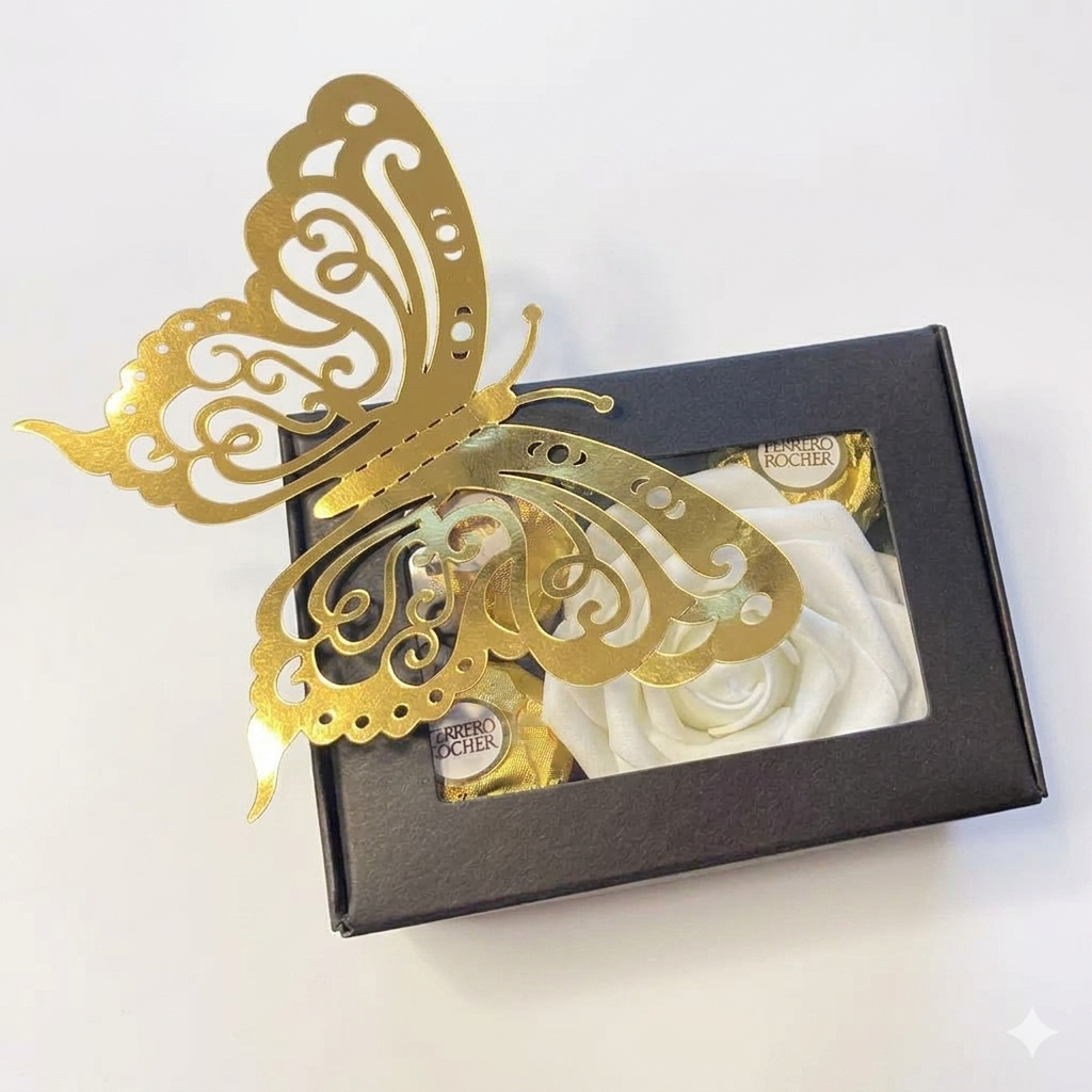 Butterfly & Blooms Chocolate Keepsake Gift Box | Cajita de Regalo con Chocolates y Rosa