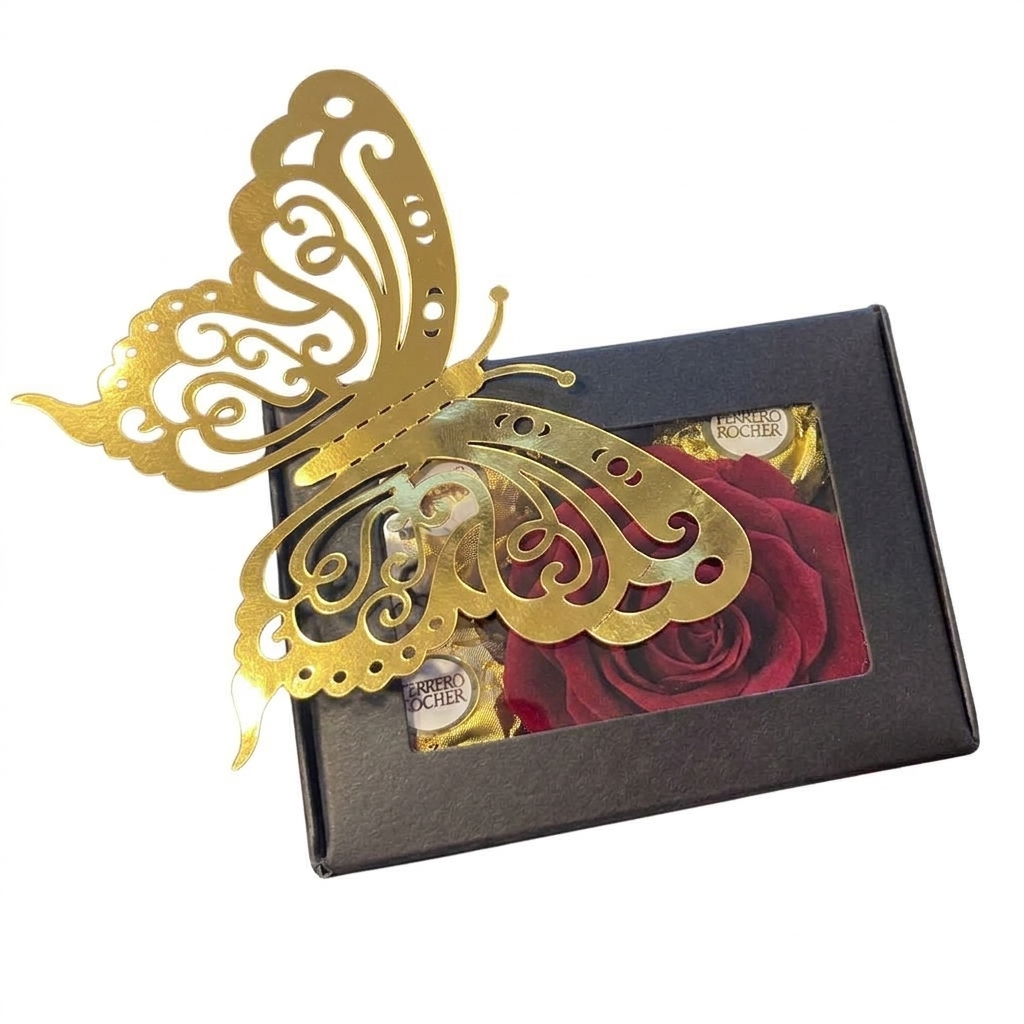 Butterfly & Blooms Chocolate Keepsake Gift Box | Cajita de Regalo con Chocolates y Rosa