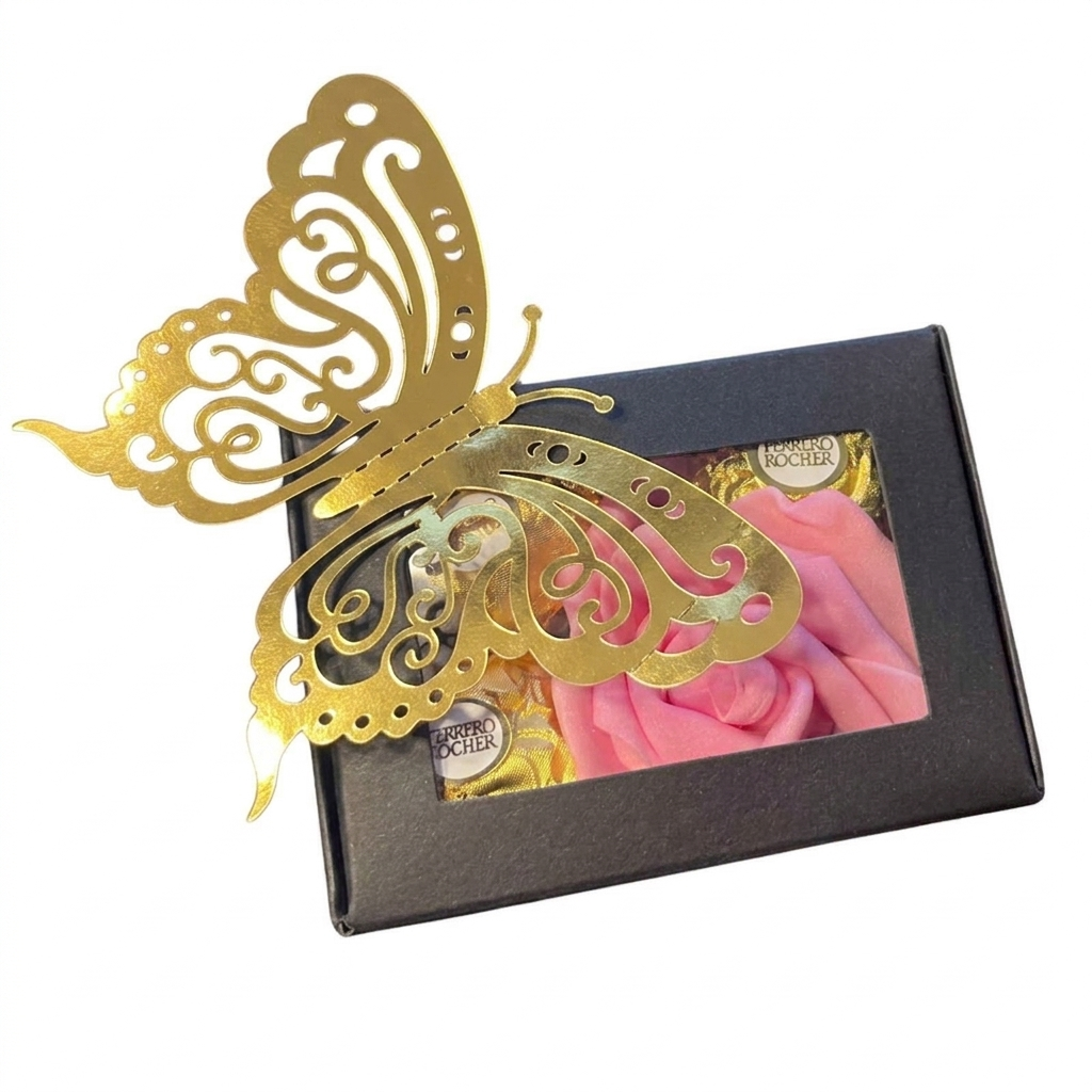 Butterfly & Blooms Chocolate Keepsake Gift Box | Cajita de Regalo con Chocolates y Rosa