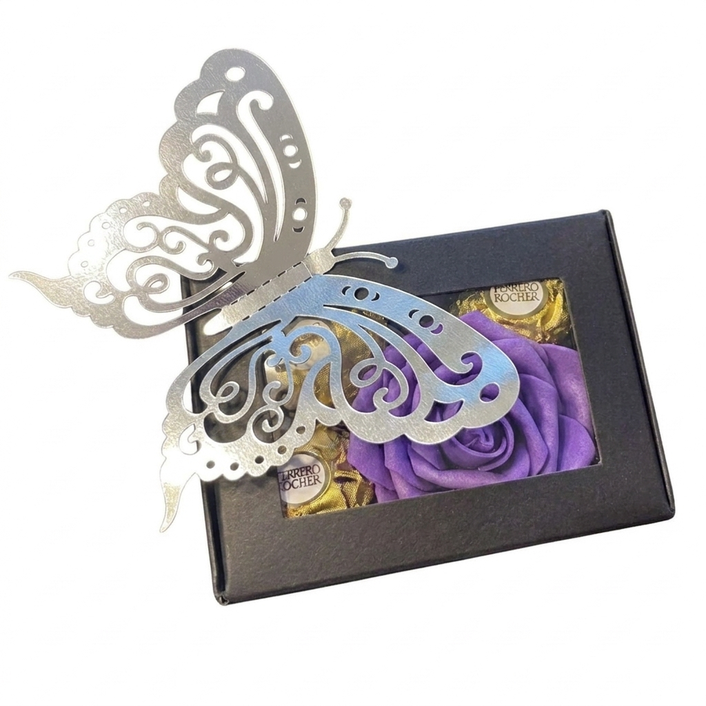 Butterfly & Blooms Chocolate Keepsake Gift Box | Cajita de Regalo con Chocolates y Rosa