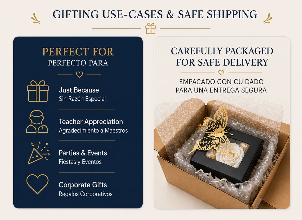 Butterfly & Blooms Chocolate Keepsake Gift Box | Cajita de Regalo con Chocolates y Rosa