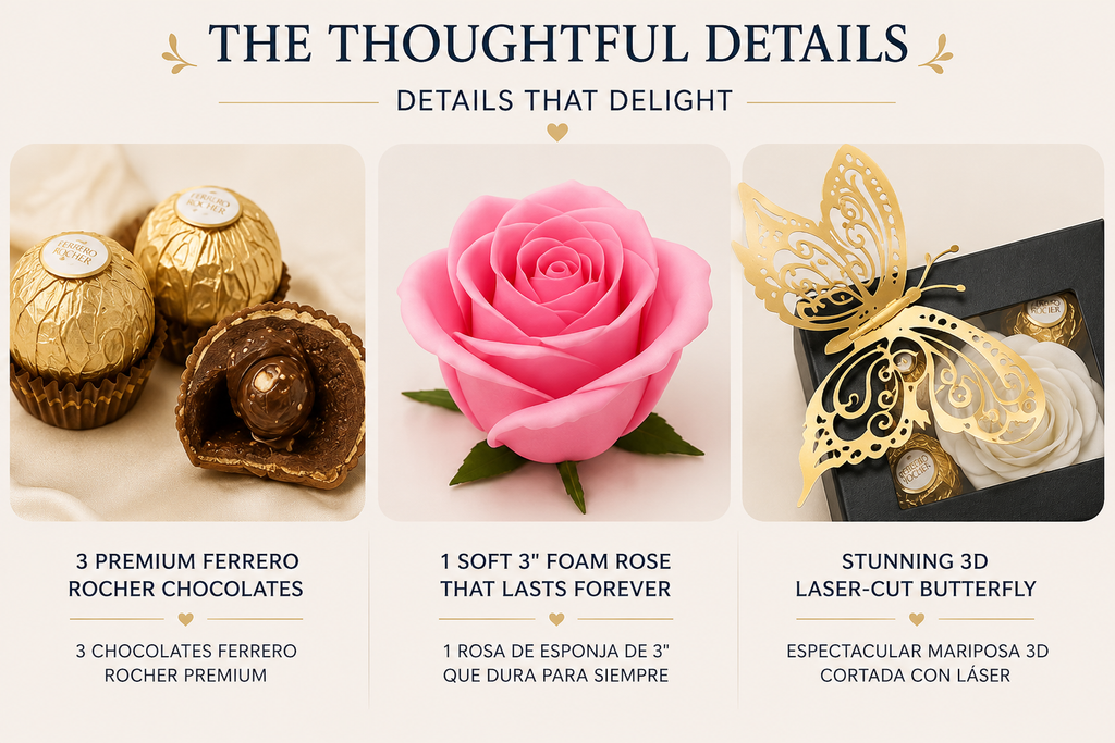Butterfly & Blooms Chocolate Keepsake Gift Box | Cajita de Regalo con Chocolates y Rosa