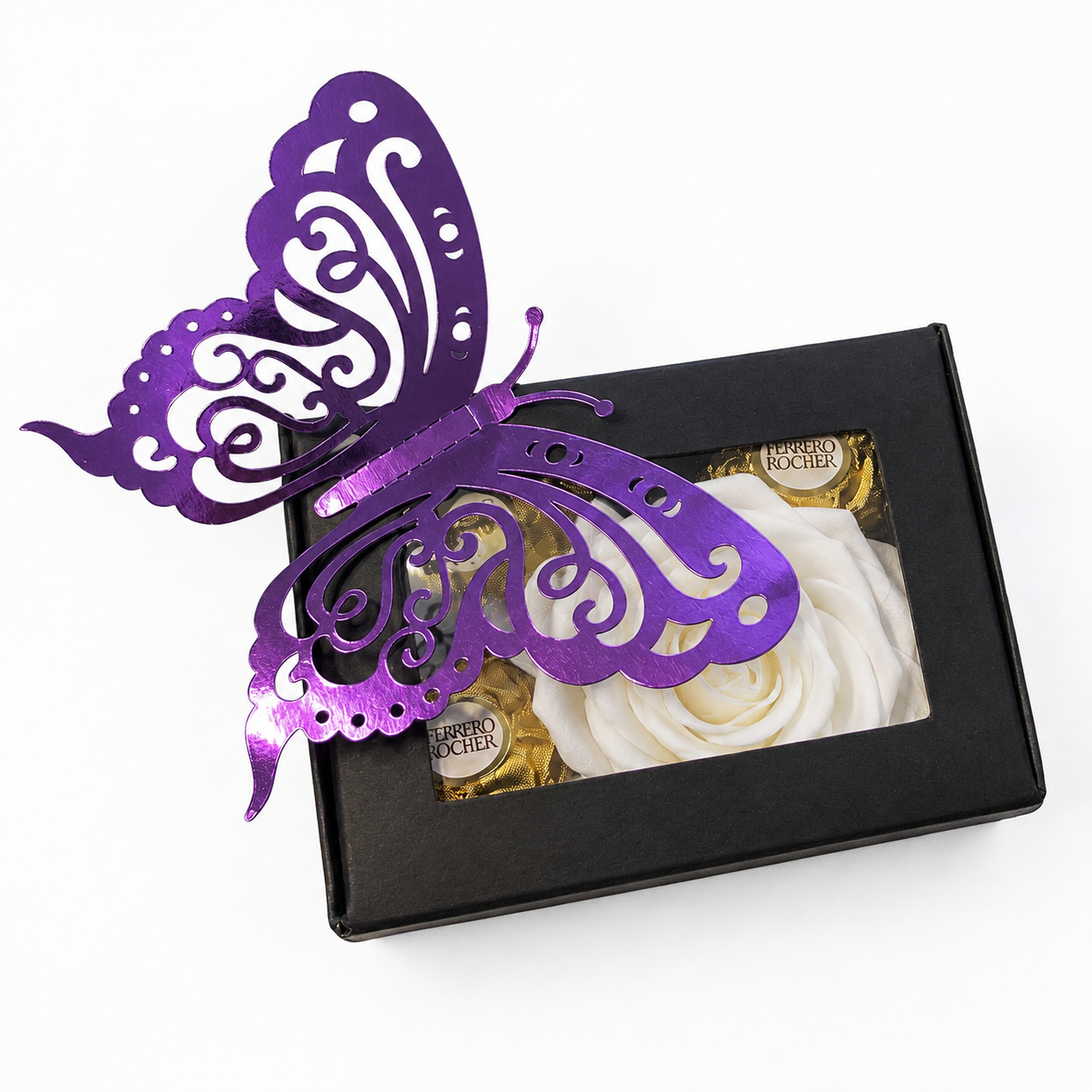 Butterfly & Blooms Chocolate Keepsake Gift Box | Cajita de Regalo con Chocolates y Rosa
