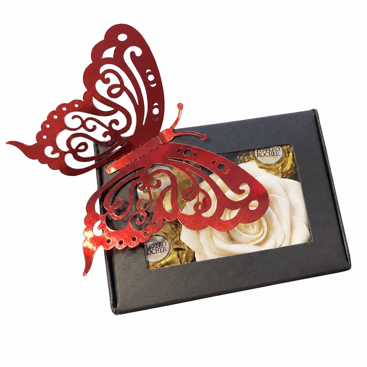 Butterfly & Blooms Chocolate Keepsake Gift Box | Cajita de Regalo con Chocolates y Rosa