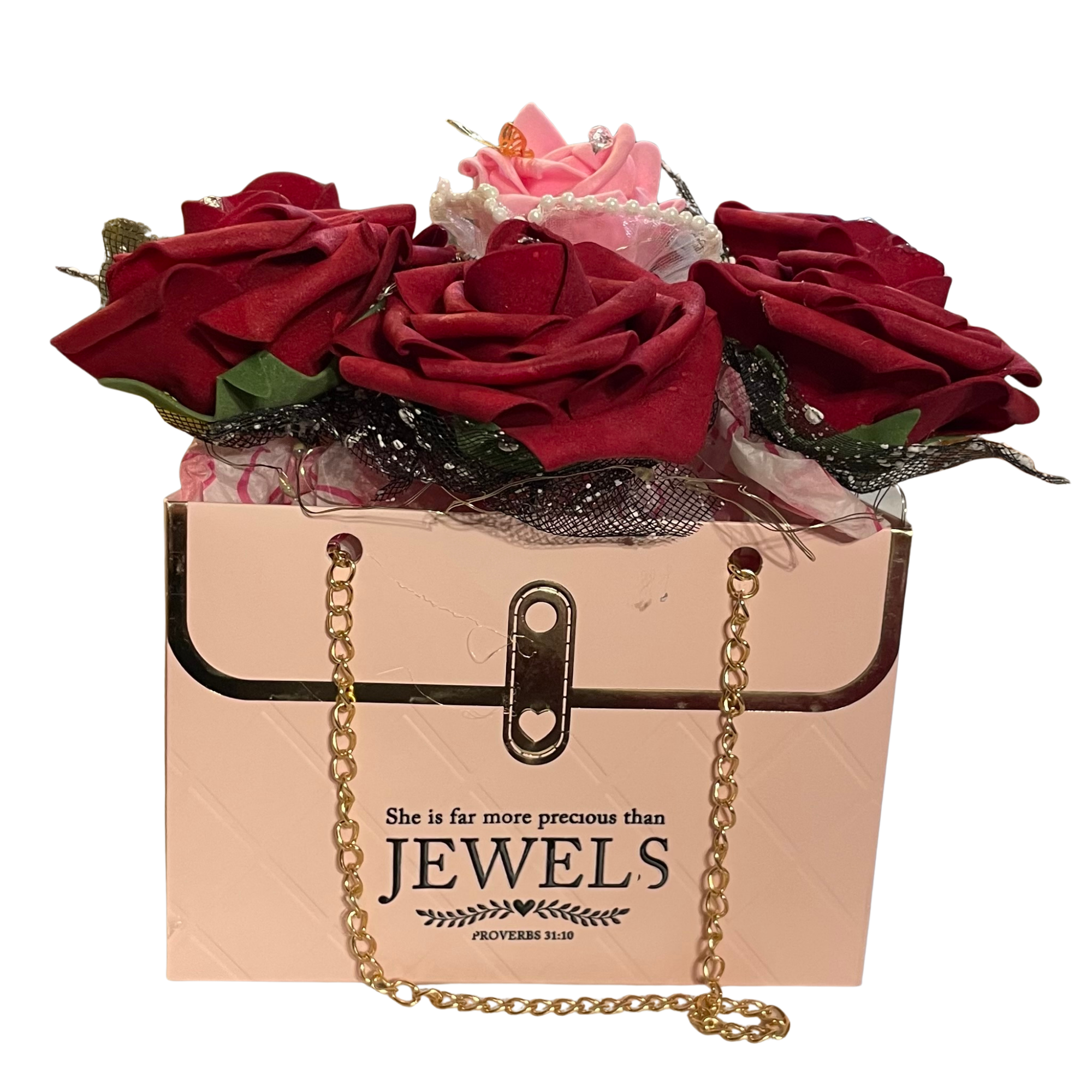 EADDEM Light-Up Proverbs 31 Floral Purse Box / Arreglo con Luces