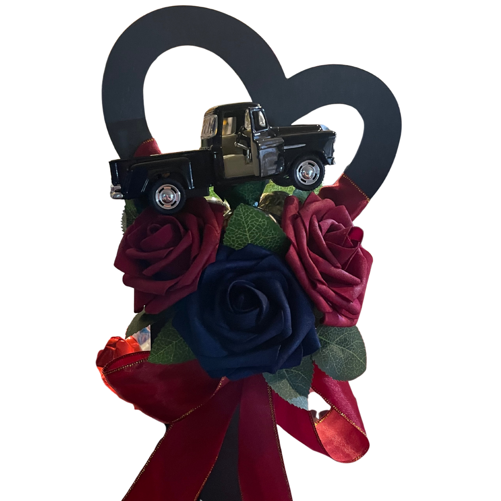EADDEM Vintage Truck Christian Floral Arrangement / Arreglo de Rosas con Camioneta Clásica