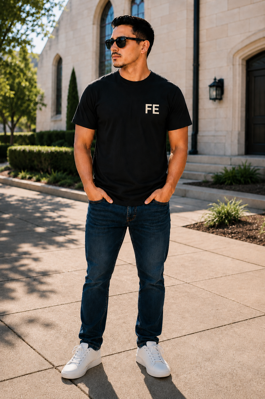 FE Christian T-Shirt | Faith Left Chest | Black Unisex Softstyle Tee | EADDEM