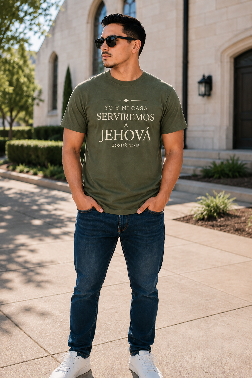 Yo y Mi Casa Serviremos a Jehová | Joshua 24:15 Christian T-Shirt | Camiseta Cristiana | EADDEM