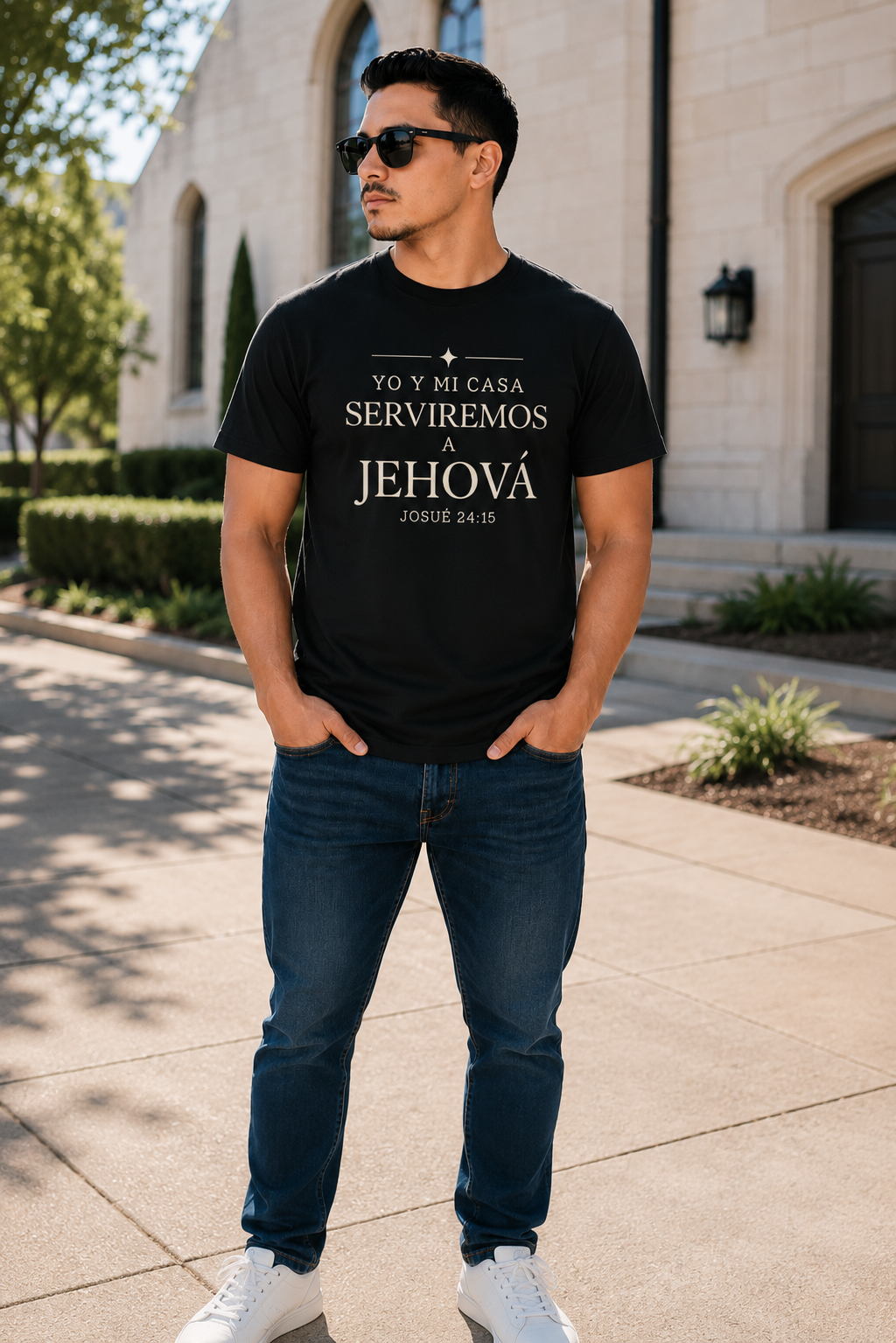 Yo y Mi Casa Serviremos a Jehová | Joshua 24:15 Christian T-Shirt | Camiseta Cristiana | EADDEM