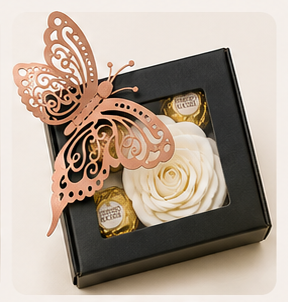 Butterfly & Blooms Chocolate Keepsake Gift Box | Cajita de Regalo con Chocolates y Rosa