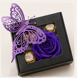 Butterfly & Blooms Chocolate Keepsake Gift Box | Cajita de Regalo con Chocolates y Rosa