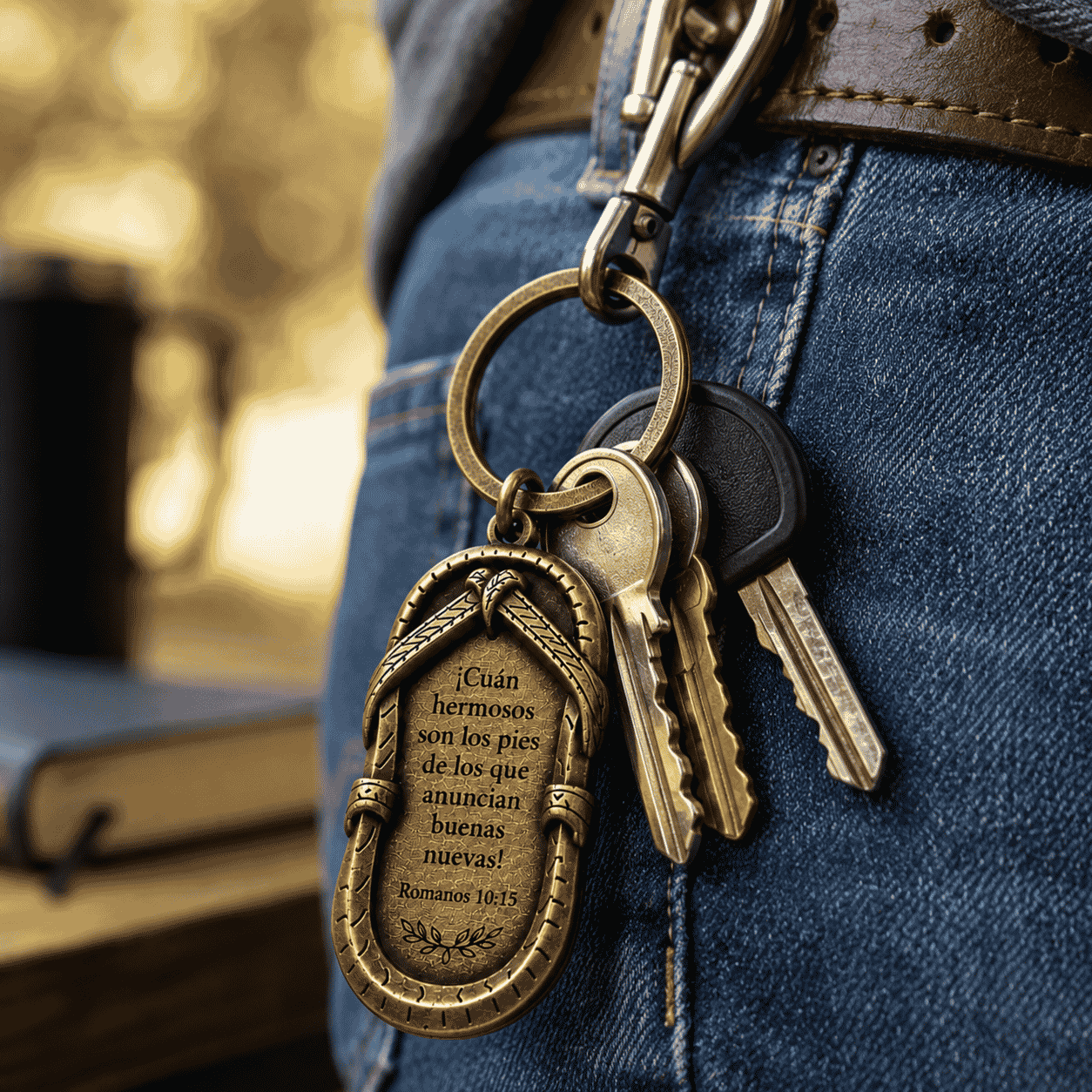Llavero Cristiano en Forma de Sandalia | Christian Flip Flop Keychain | Romanos / Romans 10:15