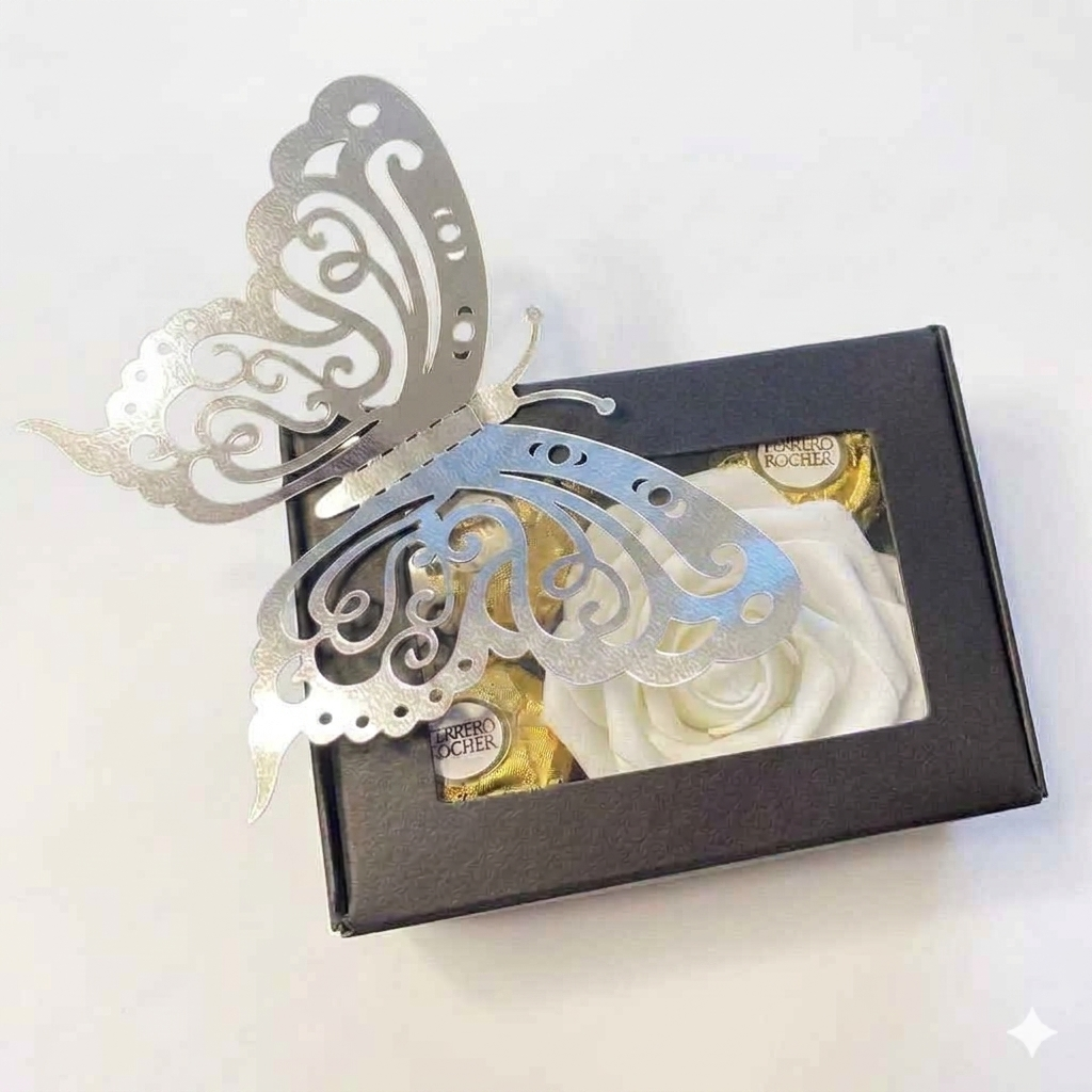 Butterfly & Blooms Chocolate Keepsake Gift Box | Cajita de Regalo con Chocolates y Rosa